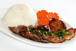 Grilled Pork and Grilled Beef on Rice (Cơm Sườn Bò)