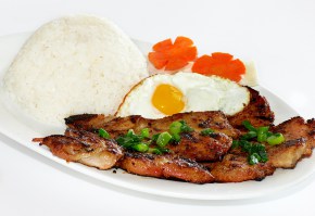 Grilled Pork, Grilled Chicken, and Fried Egg (Cơm Sườn Gà Ốpla)